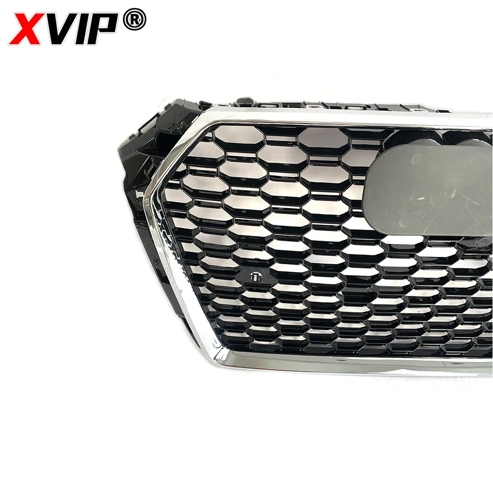 XVIP Chrome Silver With Chrome Ring RS4 Style Front Bumper Grille Fit For Audi A4 S4 B9 2016-2019 High Quality ABS Upper Grille