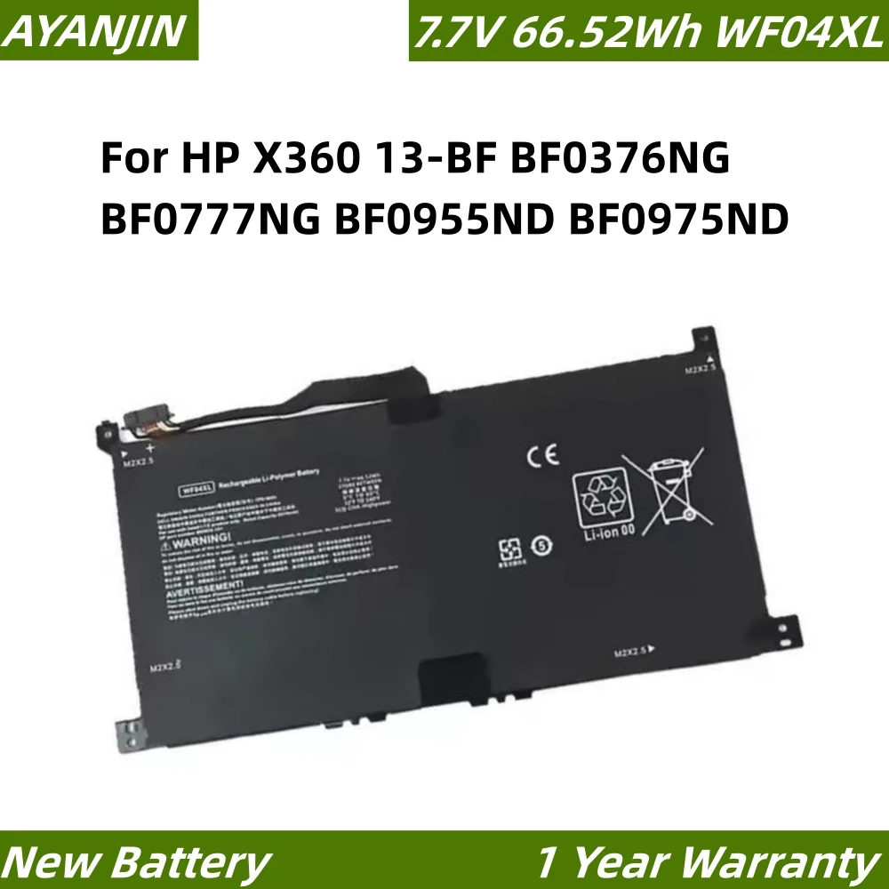 

7.7V 66.52Wh WF04XL WFO4XL M89926-1D1 TPN-IB0O Battery For X360 13-BF BF0376NG BF0777NG BF0955ND BF0975ND