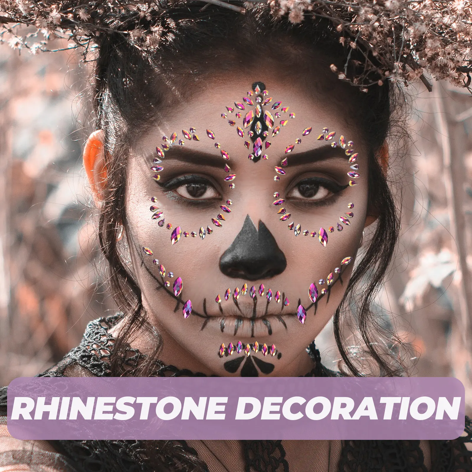 6 Sheets Temporary Tattoos Eyes Sticker Face Stickers Rhinestone Rave Jewels Crystal Gems