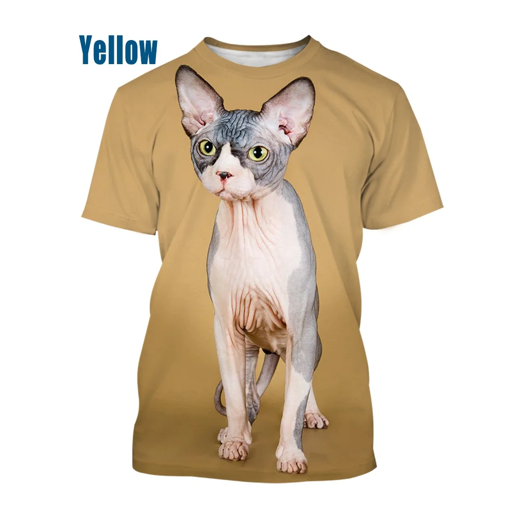 2022 Fashion New Cute Sphynx Cats 3D Print Casual T Shirt Fashion Men Women Short Sleeve Top