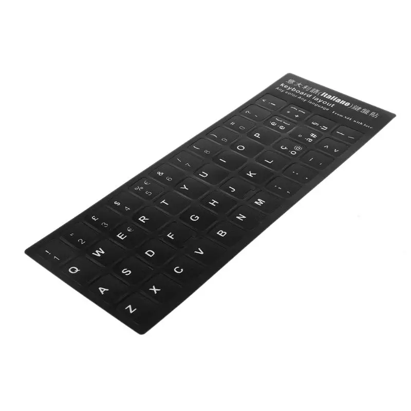 Pegatina duradera para teclado en ruso/francés/español/japonés/alemán/Árabe/coreano/italiano, color blanco y negro, resistente al agua