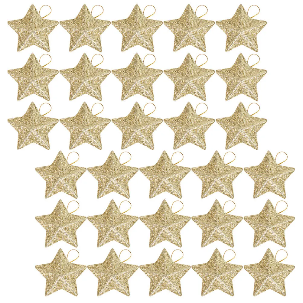 

30Pcs Christmas Star Pendants 3D Glitter Hanging Ornaments Xmas Tree Decorations Party Favors Home Decor Party Wreaths Decor