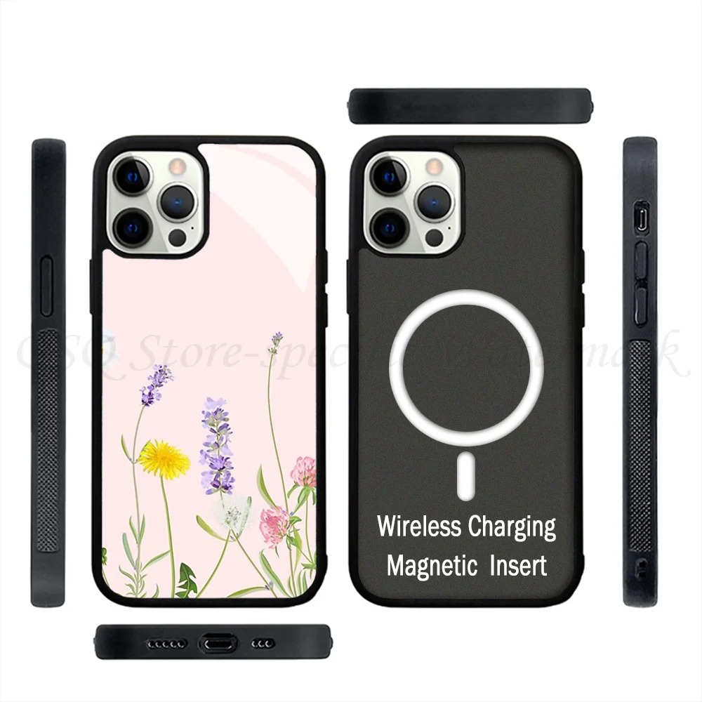 Blush Pink Wildflower Dreams Phone Case Strong Magnetic For IPhone 15 14 13 Pro Max 11 12 Mini Alex