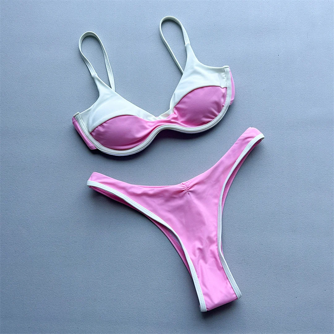 Splicing-Bikini mit Bügel, Damen-Badeanzug, zweiteiliges Bikini-Set, brasilianischer Badeanzug mit Polsterung, Badebekleidung, Schwimmbekleidung V8457 – Detail 8