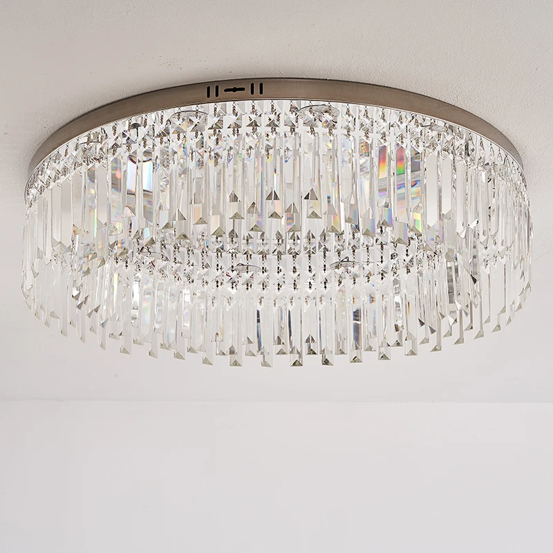 Modern Luxury Crystal Ceiling Lamps Circular Round Black Gold Nordic Ceiling Lights Chandeliers for Bedroom Living Room Lighting