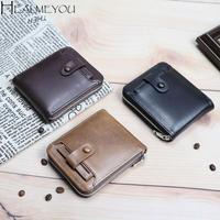 Casual Solid Color Men Short Wallet Multifunctional External Business Card Bag Zipper Clutch Bag Male Wallet Shopping