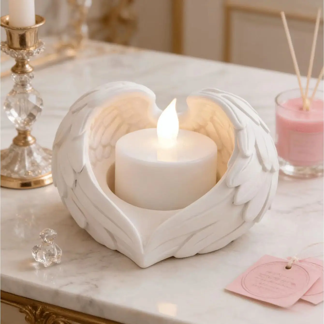 3D printed new angel wing candle holder suitable for tea wax or imitation candle home decoration desktop ornaments