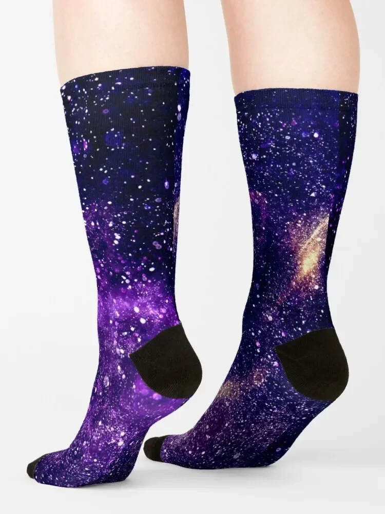 Ultra violet purple abstract galaxy Socks Stockings compression heated sport new year Men Socks Women's