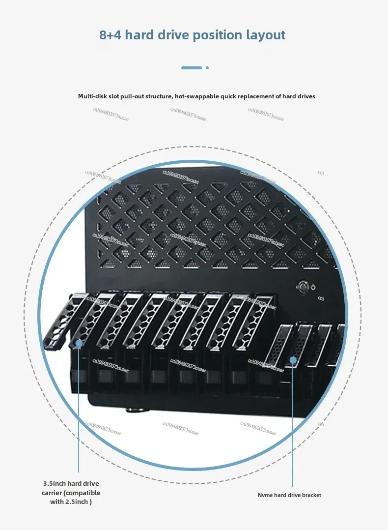 NAS H8 Series NVMe U.2 Interface Disk Storage Server (supports Half-height PCIe Card Expansion, Hot-swappable Function)