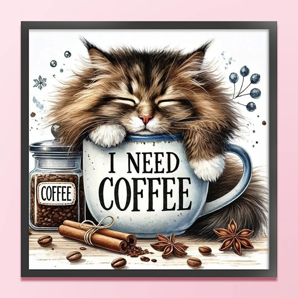 

Full Embroidery cotton Thread 11CT Printed Cat Cross Stitch Kit Art 40x40cm (C)