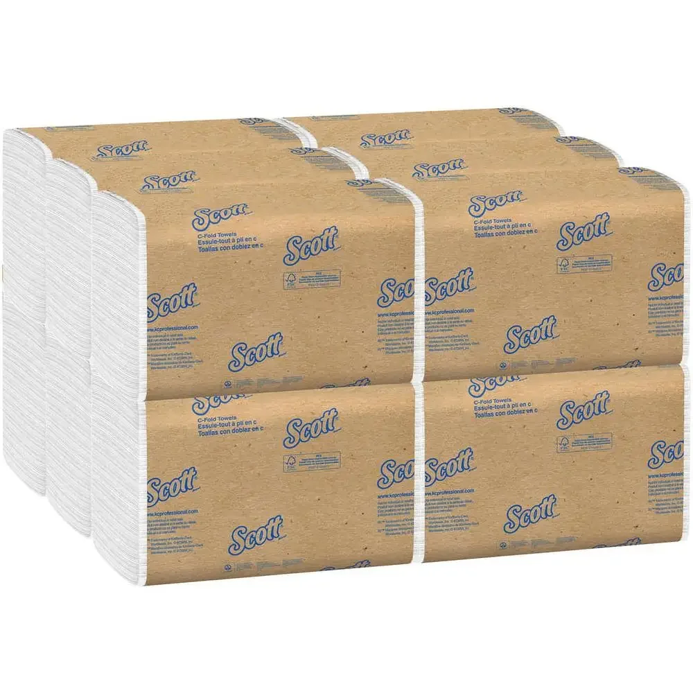 Eco-Friendly White Paper Towels 12 Packs 200 Sheets Absorbent C-Fold Towels Home & Commercial Use