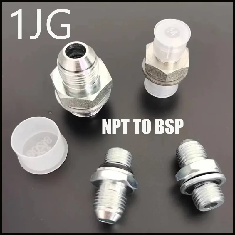 Straight Through Male Connector NPT 7/16 9/16 U3/4 7/8 to BSP 1/8 1/4 3/8 1/2 74° External Cone/British Pipe Fittings Adapter