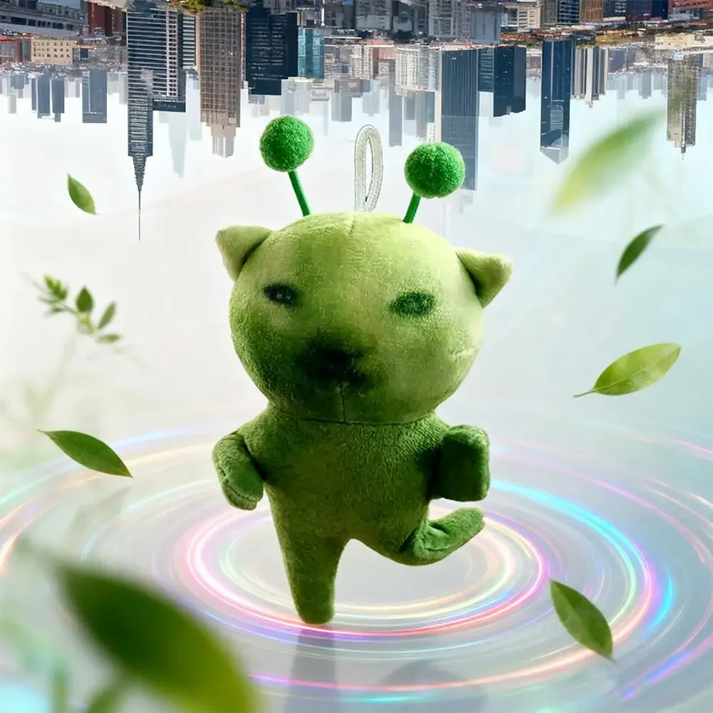 Grüne Alien-Katze, Spezialeffekt-Plüschtier, bewegliches und verformbares Stofftier, kreativer hässlicher süßer Plüsch-Schlüsselanhänger als Geschenk