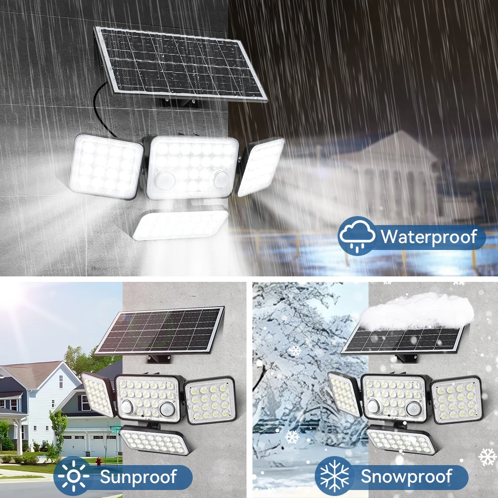 Solar Outdoor Lights 292 LED Solar Powered Motion Sensor Security Lights Solar Split Flood Lights With 3 Modes For Outside Porch