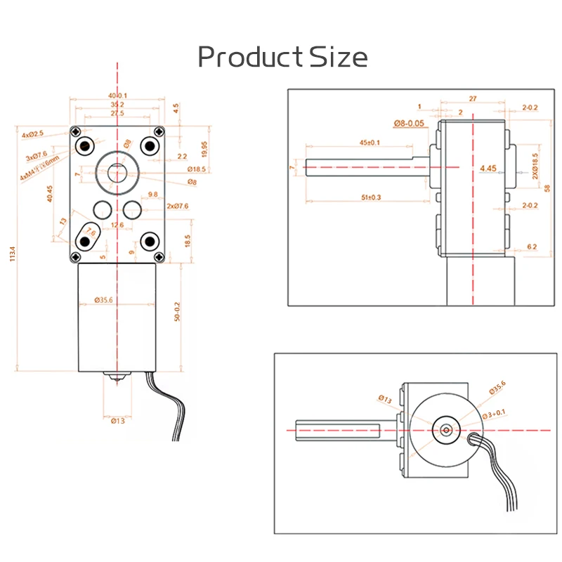 5840-3650 Turbine Worm Reduction Motor 12V/24V Single Long Axis Forward And Reverse Adjustable Speed 6RPM~470RP Brushless Motor