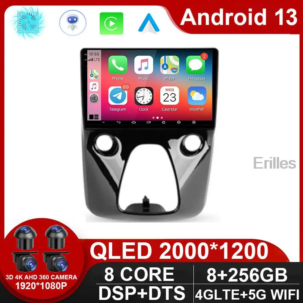 

Автомобильный радиоприемник для Peugeot 108, для Toyota Aygo B40 2014-2021, Android 13, навигация детской модели, Wi-Fi, BT, без 2Din, DVD, GPS, ЦП, мультимедийный плеер