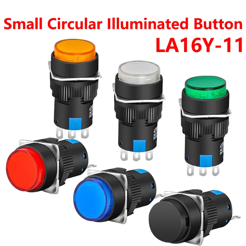 

5PCS 16mm With Light 24V 5Pin Push Button Switch AB6 Small Round Self-Locking Self-Reset Start Up Switch 3A/250V Power Switch