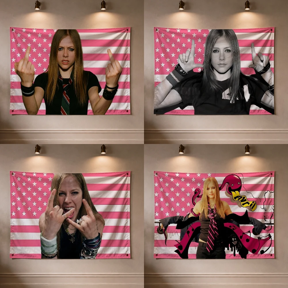 A-Avril Ramona L-Lavigne Singer Flag Decoration Outdoor Picnic Party Art Hanging Home Camping Party Banner