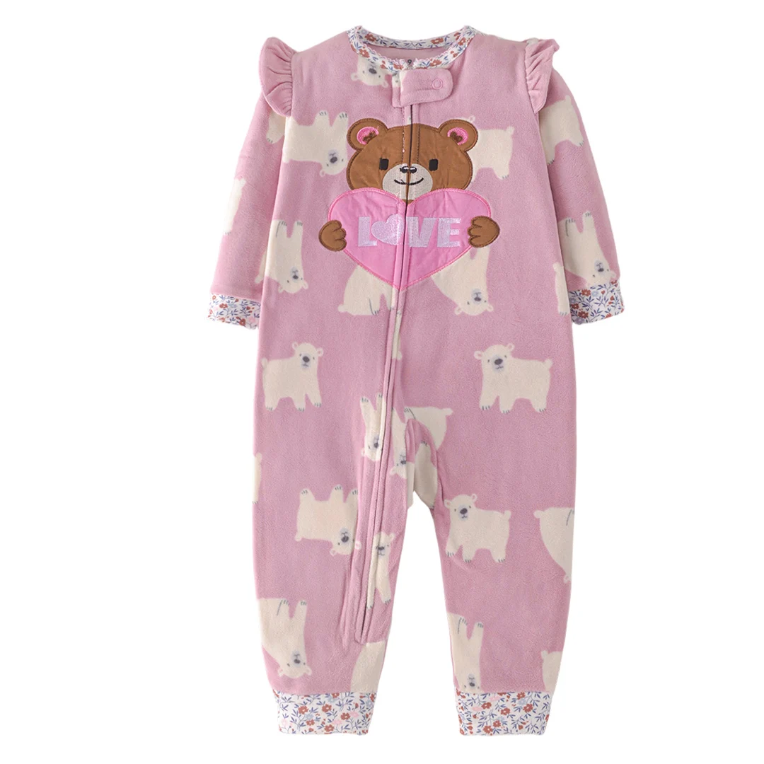 2026 Herbst Neugeborene Mädchen Strampler Baby Schlafanzüge Reißverschluss Fleece Warme Kleidung Unterwäsche Einteiler Overalls Outfits 9-24M – Detail 6