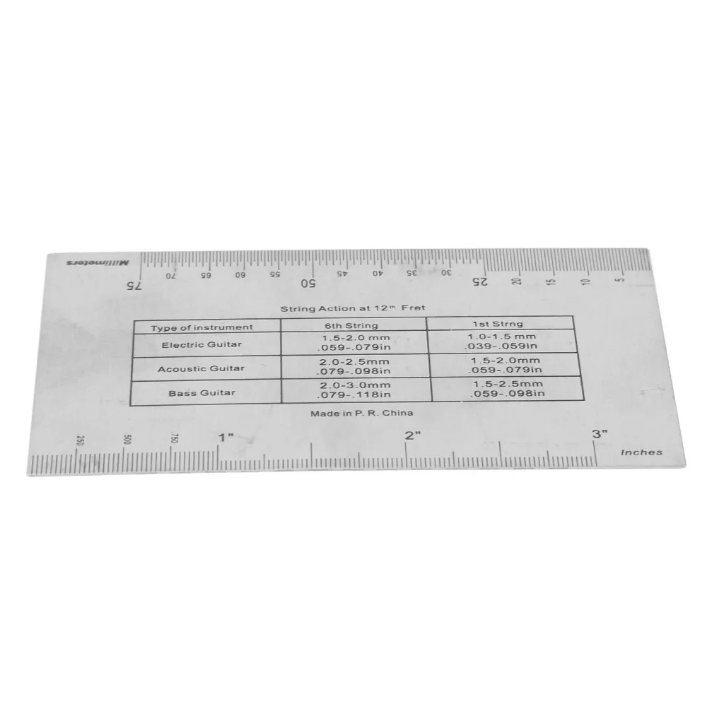 Metal Guitar String Action Ruler Small Pocket Size Silver Accurate Measurement Tool Accurate Measurement Ruler