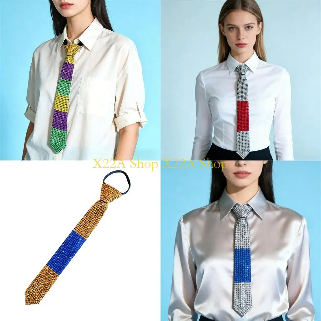 

Unique Cool Pre-Tied Sparkly Rhinestones Necklace for Disco House Cocktails Parties