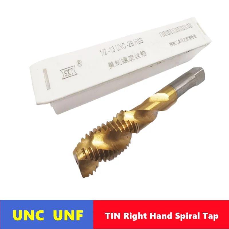 1pc W6542 HSS TIN right-hand American tap UNC/UNF 4-40 1/4 1/2 3/8 5/16, used for internal thread tapping tools on machine tools