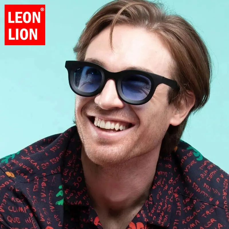 LeonLion Round Square Sunglasses Men 2023 Luxury Cateye Glasses for Women/Men Small Eyewear Men Mirror Lentes De Sol Mujer uv400