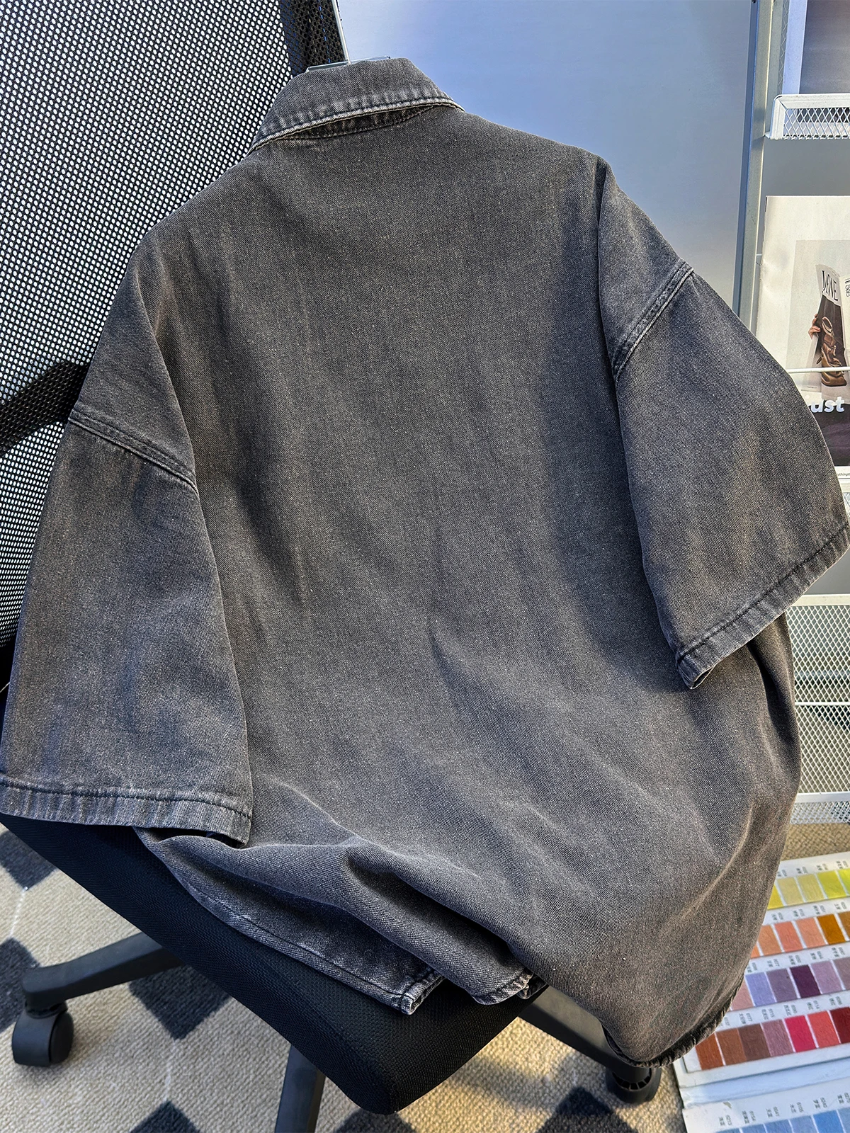 Washed Vintage Denim Short Sleeve Shirt Casual Thin Men's Summer Loose Open Cardigan Jacket American Style Casual Shirt