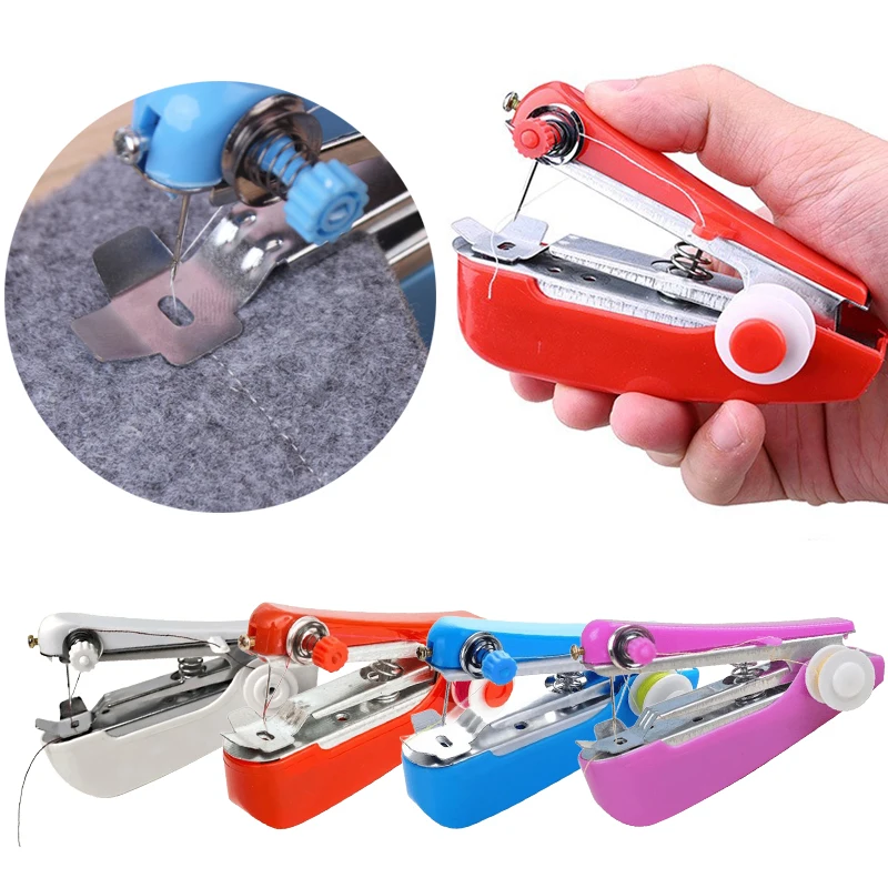 1PC Mini Sewing Machine Home Handheld Portable Manual Sewing Machine Pocket Sewing Tools Cloth DIY Repair for Outdoor Travel ZYF