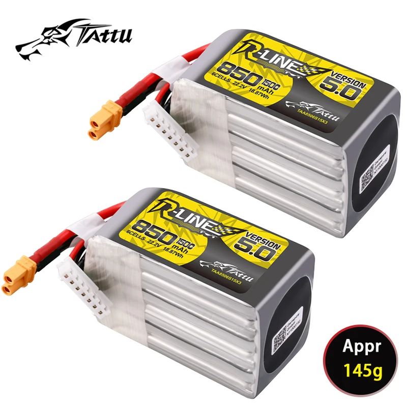 Upgrade TATTU-R-LINE 5.0 850mAh 6S 22.2V 150C Lipo Battery With XT30/XT60 For RC Helicopter Quadcopter FPV Racing Drone Parts