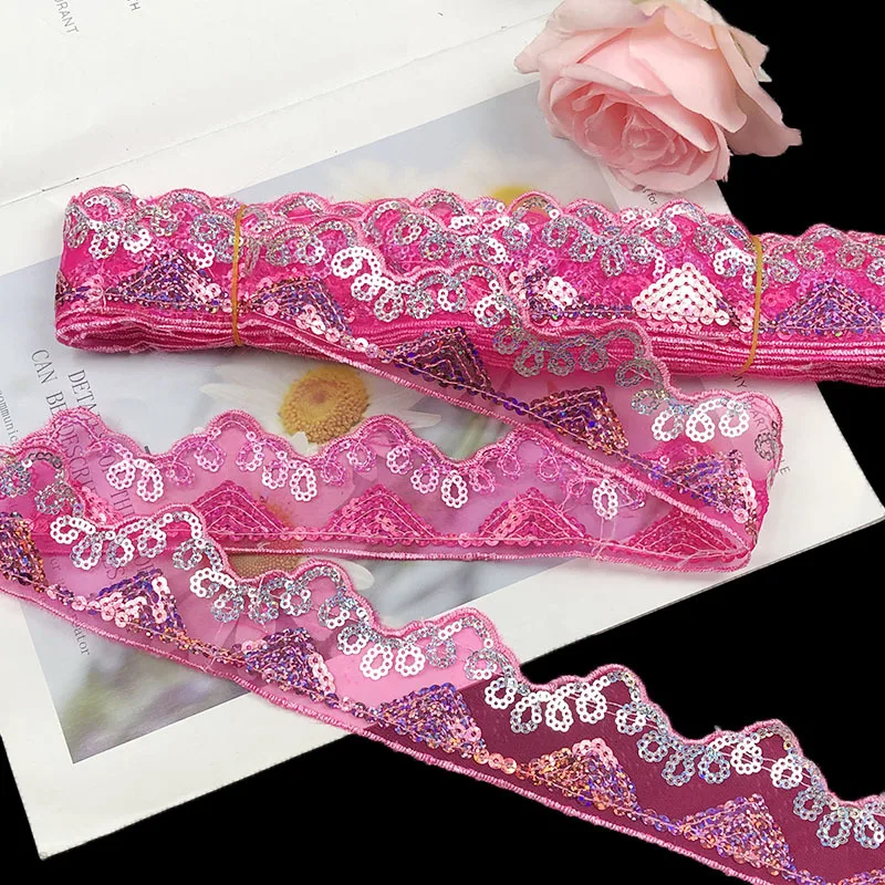 1/3/5 Yards Sequined Embroidery Lace Ribbons For Stage Performance Party Cosplay Wedding Clothes DIY Accessories Sewing Trim 5CM