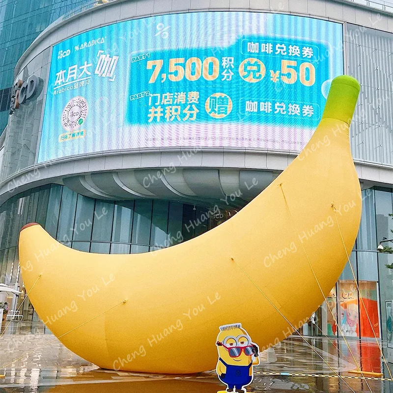 

Customize logo size inflatable banana yellow giant fruit cartoon banana inflatable model for food fruit promotion advertising