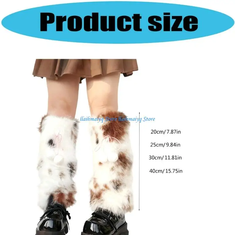 573B Fashionable Plush Leg Warmer for Adult Kids Christmas Outfit Accessories Leg Coverage Warm Protectors for Festival