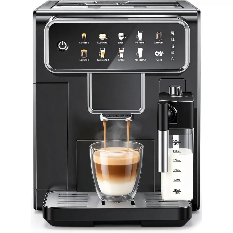 

LINKLIFE Automatic Espresso Machine with Grinder and Milk Frother - Super Expresso Coffee Machines with 7 One-Touch