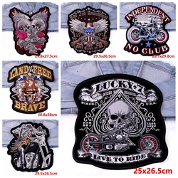 Leather Jacket Jeans Back Large Embroidered Patches DIY Motorcycle Biker Punk Patch Iron On Patches For Clothing Sew Stickers
