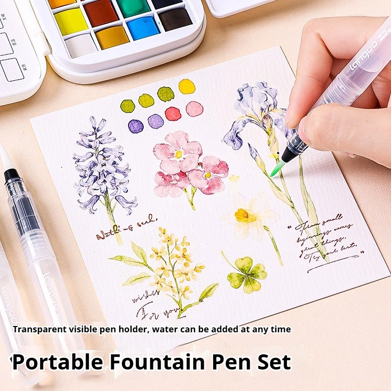 Soft Nylon Water Ink Storage Brush Pen Set 3/6Pcs Refillable Water Color Brush Pens for Calligraphy Watercolor Painting Drawing