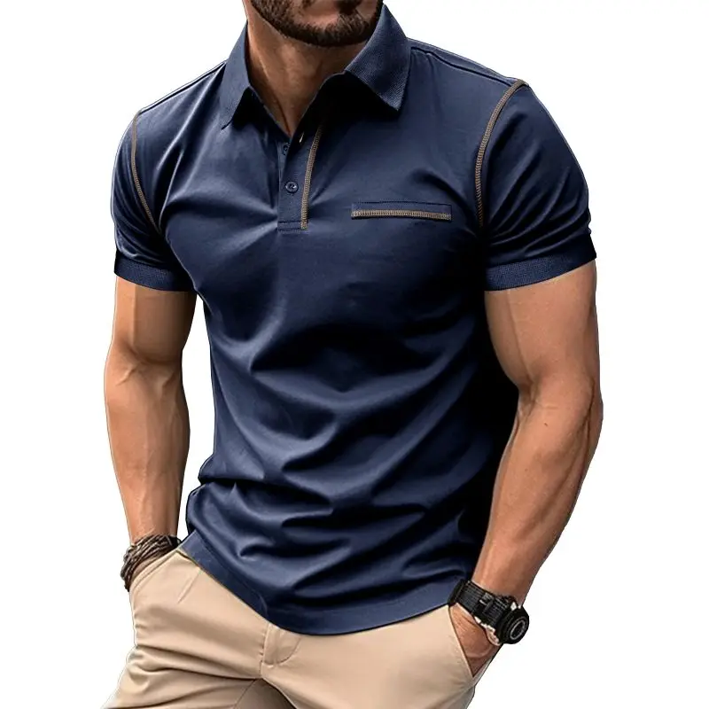 Summer New Men's Casual Short-Sleeved Polo Shirt Office Fashion Rowan Collar T-Shirt Men's Breathable Polo Shirt Men's Clothing