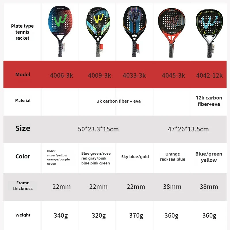 3K/12K Beach Tennis Racket Full Carbon Fiber Rough Surface Outdoor Sports Racket For Men Women Adult Tennis Racket The New