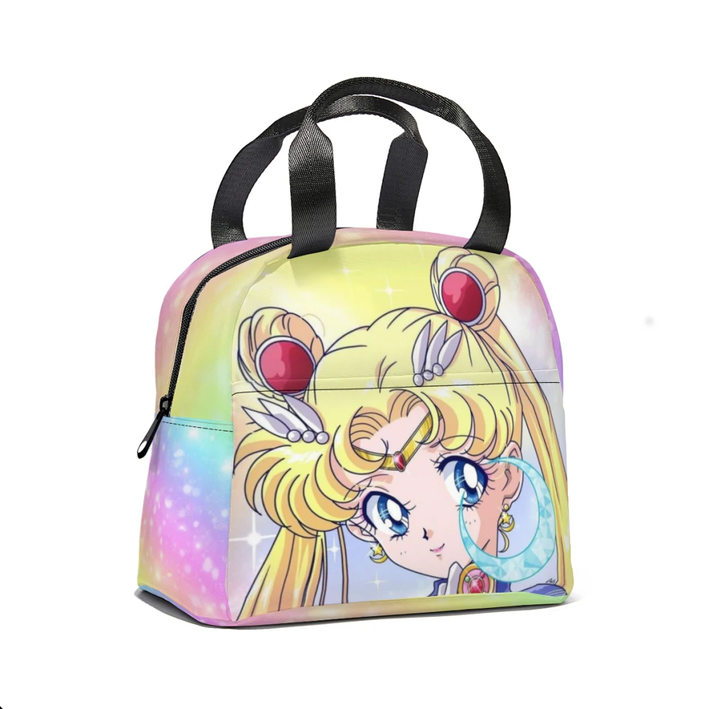 Girls-Sailor- Moon Lunch Bag for School Waterproof Picnic Thermal Cooler Insulated Lunch Box Women Kids Tote Bags