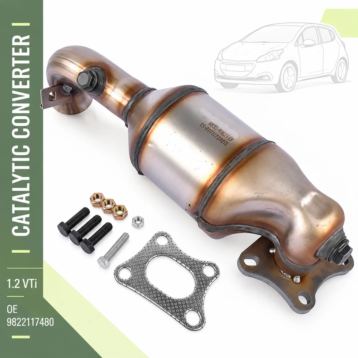 AP02 Katalysator Neu 9822117480, BM91784H, BM92266H, ECCN1159TA Für Peugeot 108 208 308 2008 Citroen C1 C3 C4 DS DS3 1.0 1.2 VTi