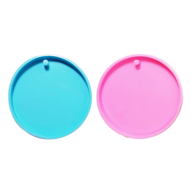 Silicone Mold Large Round Keychain Mould With Hole Keyring Pendant DIY Craft