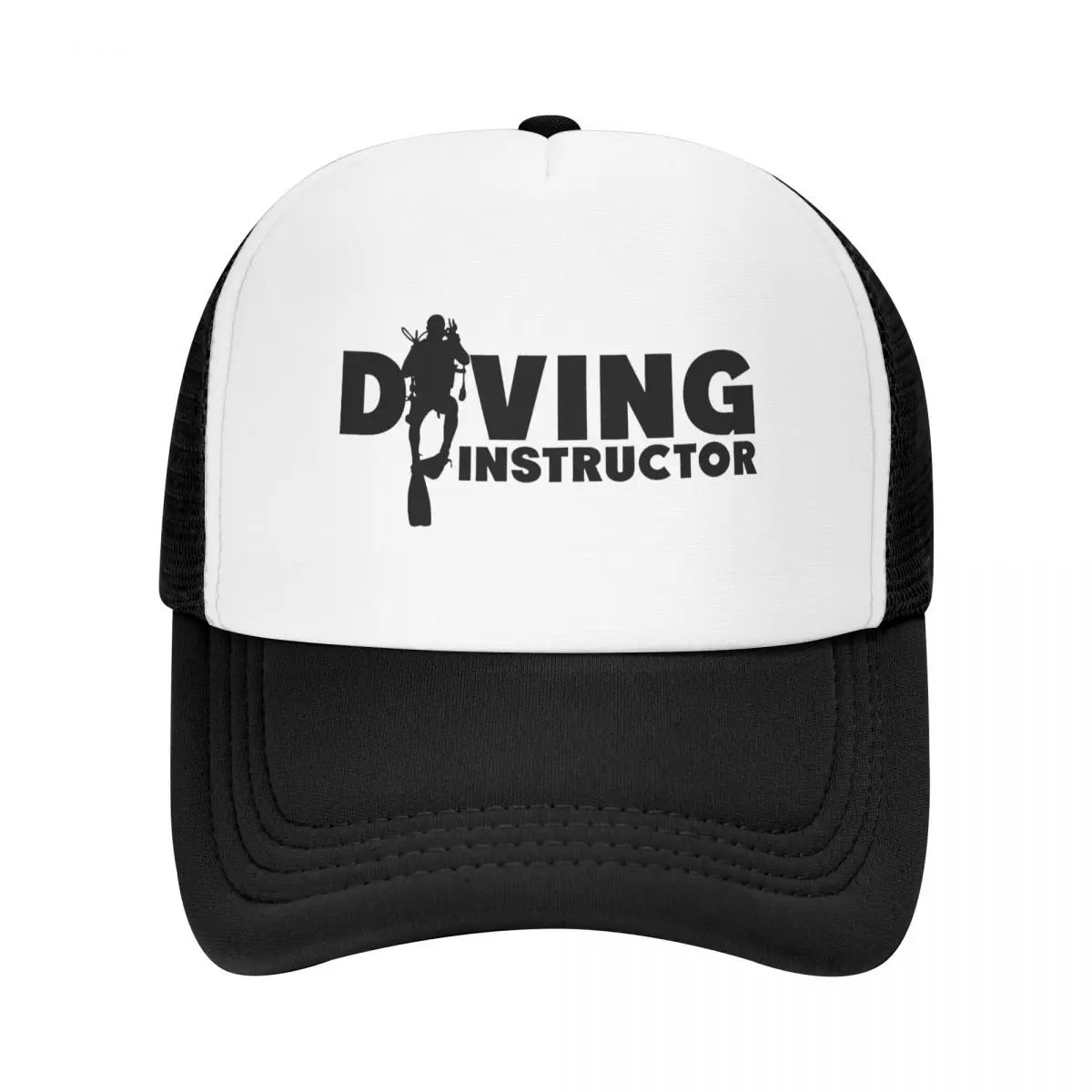 Instructor Scuba Diving Mesh Baseball Caps Unisex Hip-Hop Trucker Hat Hat Adjustable Snapback Caps Sun Hats Summer Trucker Hat