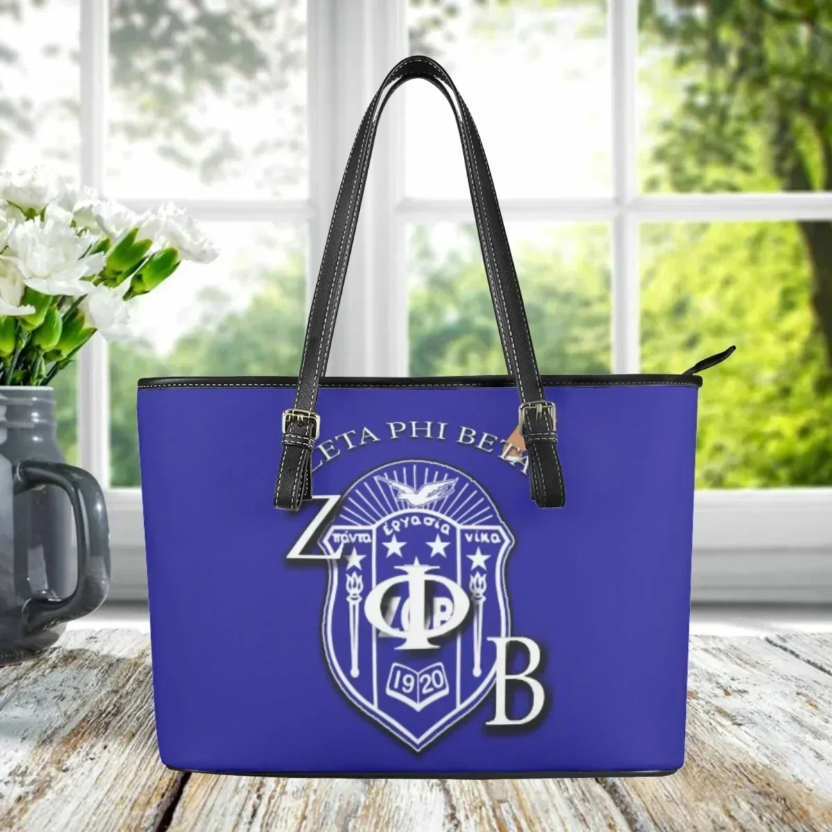 

Сумка-тоут Zeta Phi Beta из синей кожи с принтом, с длинным ремнем, для повседневного использования, клатч, портативная, для путешествий, офиса, винтажная сумка