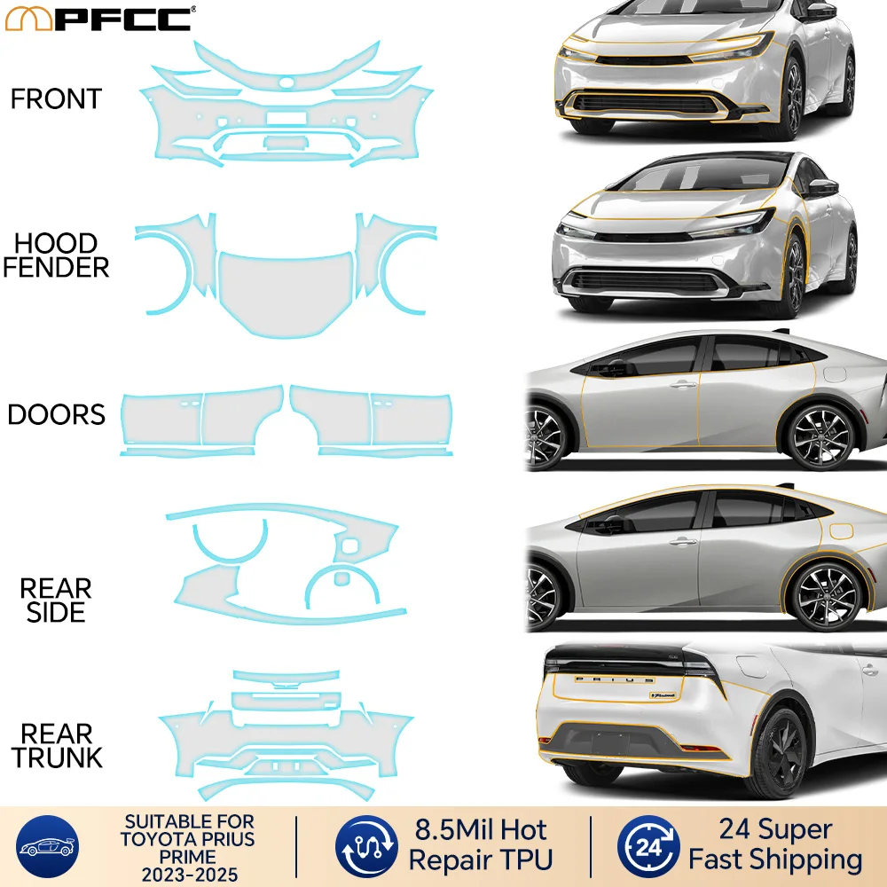 

For Toyota Prius Prime 2023-2025 Anti-Scratch TPU Paint Protection Film Car Body Clear Bra Pre-cut PPF Resistant Invisible Cover