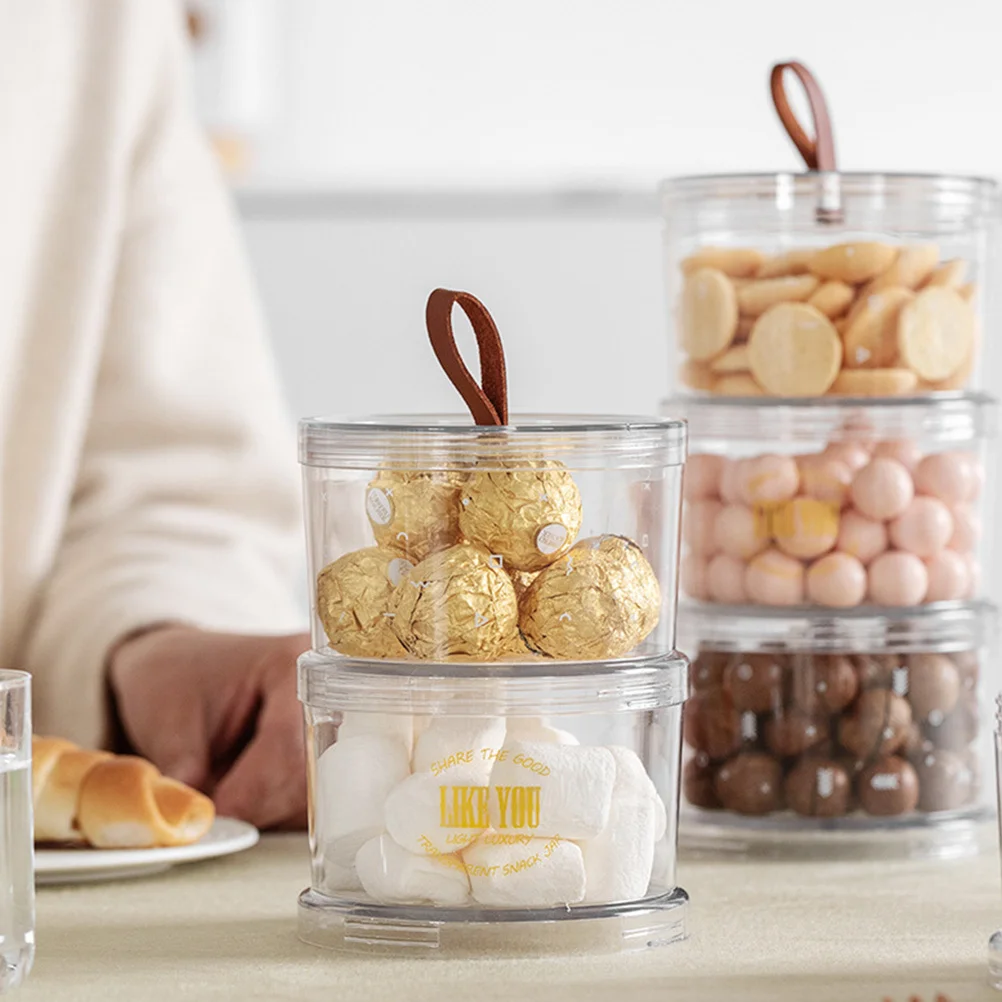 

2Pcs Snack Storage Jars Multi-Function Stackable Household Storage Boxes Transparent Sealed Cereal Containers Kitchen