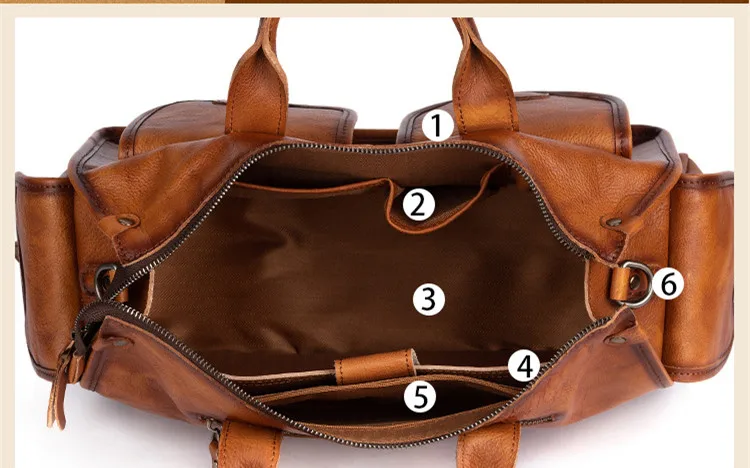 Bolsos de cuero genuino Retro portátiles para hombres, bolsos de viaje de cuero Real, gran capacidad, bolso de gimnasio de ocio, bolso de mensajero de hombro