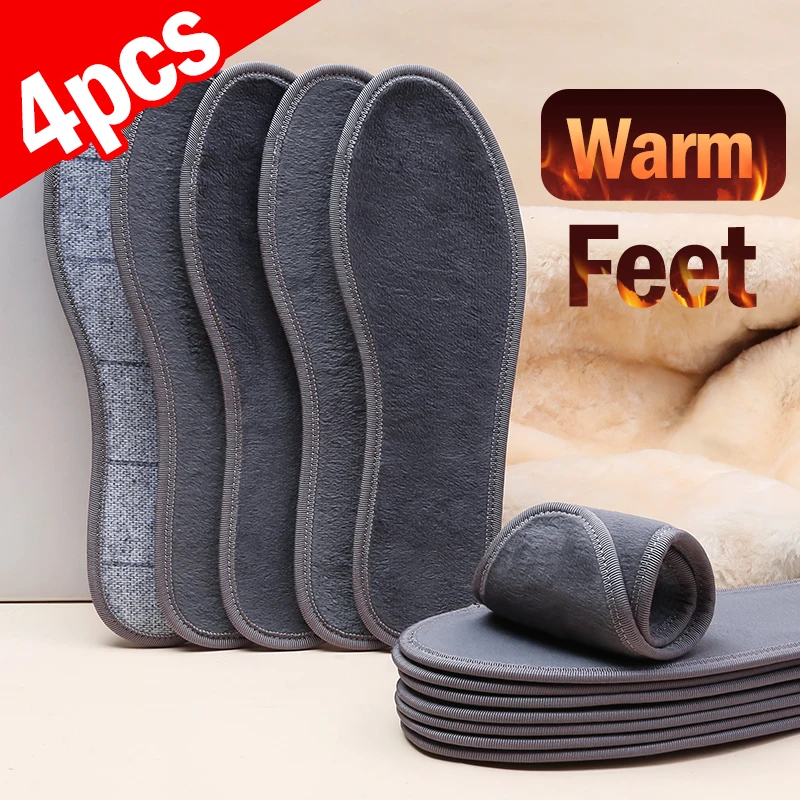 Short Plush Insole Winter Warm Ankle Boots with Fleece Insole Thin Odor-proof Comfortable Cotton Insole for Men and Women