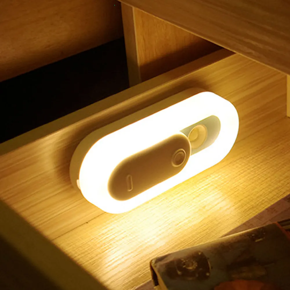 JJYY lampu malam Sensor gerak cerdas, lampu malam Sensor gerak cerdas LED isi ulang USB cocok untuk anak tangga, kamar tidur, koridor, dan kamar mandi