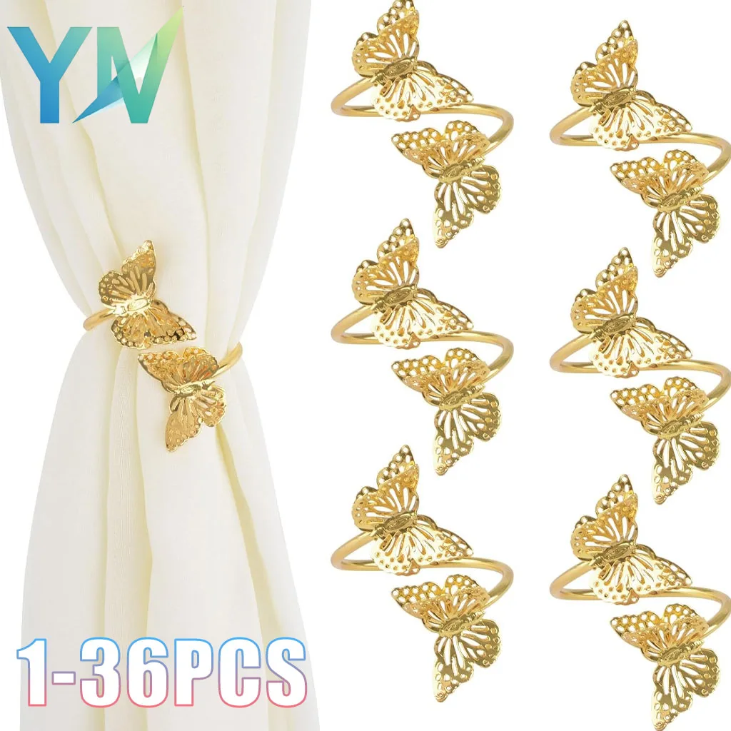 1-36PCS Butterfly Napkin Rings Adjustable Standing Insect Style Table Centerpiece for Party Garden Wedding Festive Gathering
