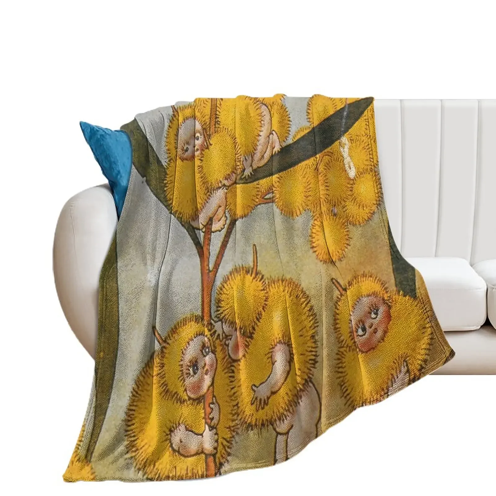 

Wattle Babies - May Gibbs Print Throw Blanket Bed linens Decoratives Personalized Gift Blankets